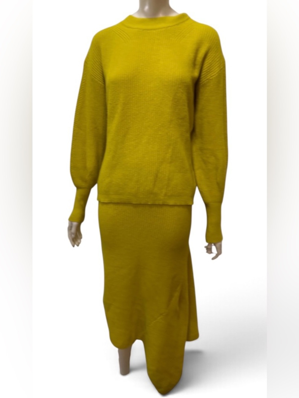 Scoop Mustard Yellow Cotton Blend
Asymmetrical Knit Skirt Sweater Set S/M